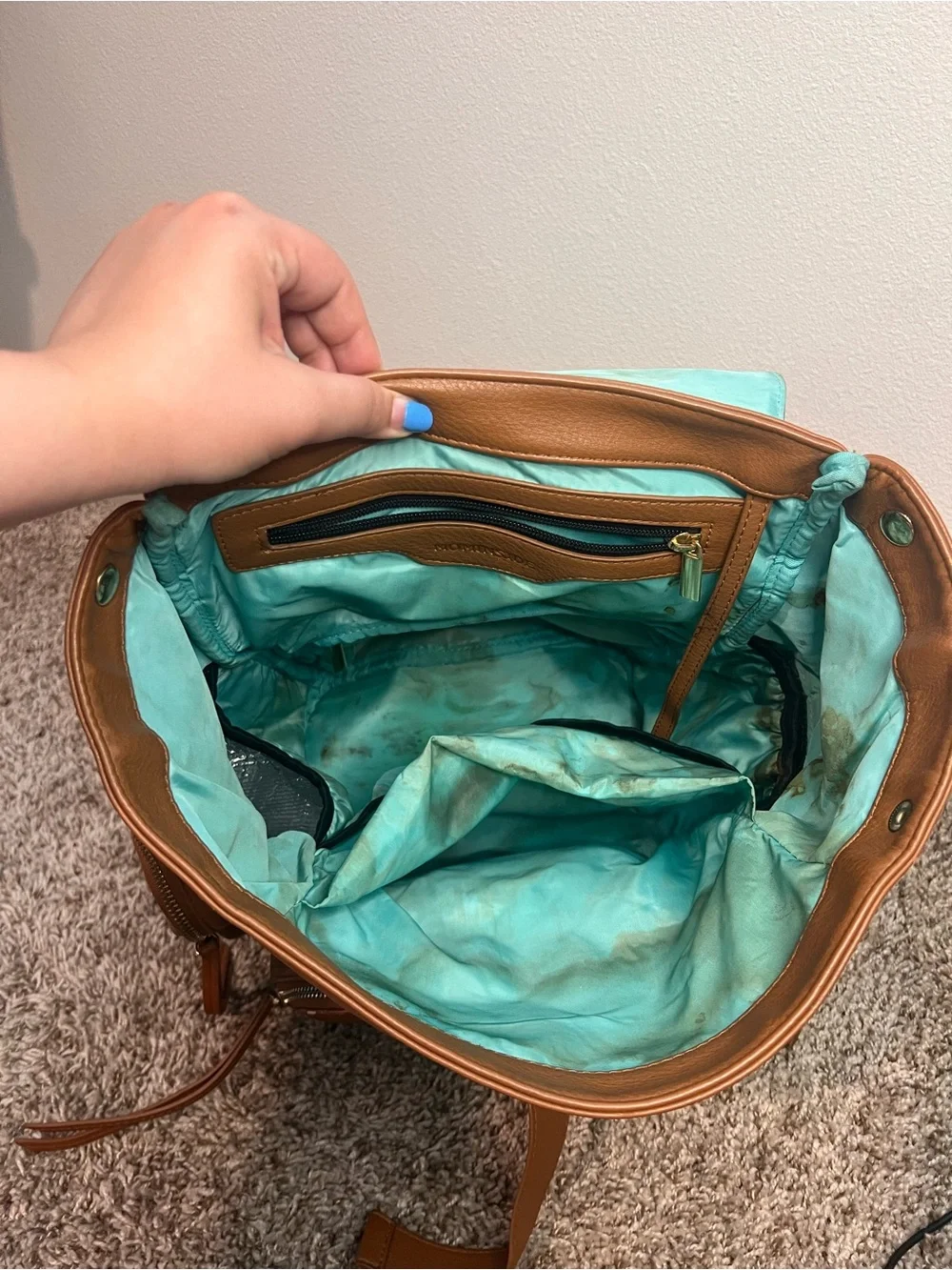 Tan Leather Baby Bag Backpack - Stylish Diaper Bag